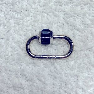 Marla Aaron goal medium baguette with blue sapphires. 14 K white gold